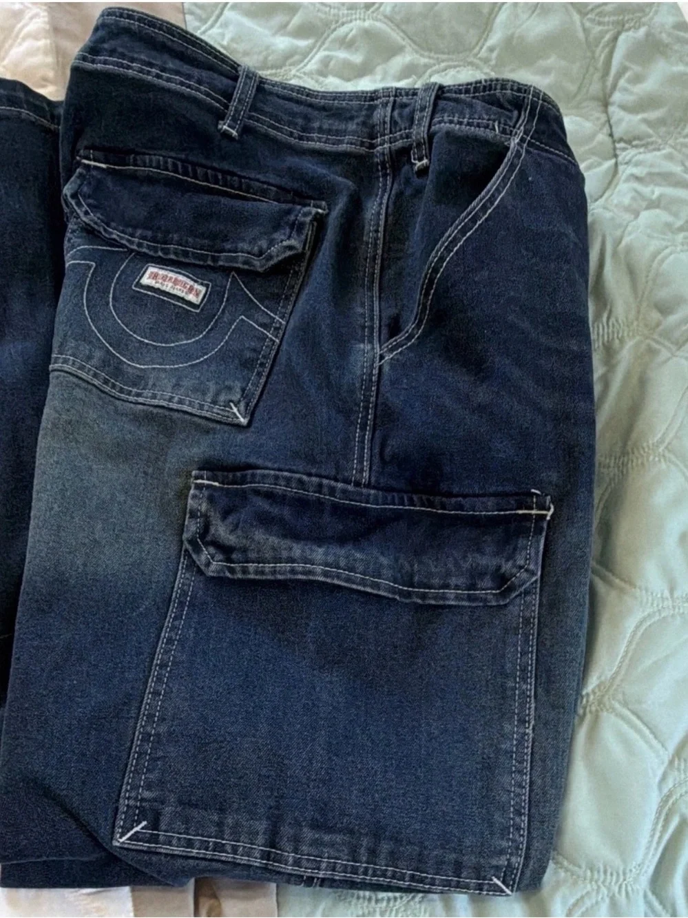 True Religion Indigo Relaxed Cargo Jeans